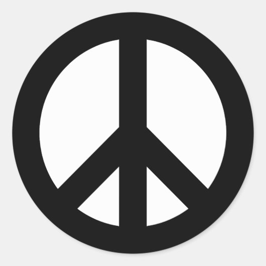 Symbool voor zwart-wit en wit vredessymbool ronde sticker (Voorkant)