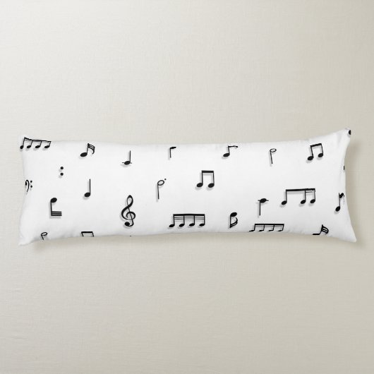 Symbool voor zwart-wit muzieknoten lichaamskussen (Achterkant)