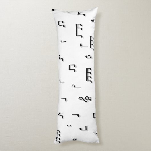 Symbool voor zwart-wit muzieknoten lichaamskussen (Achterkant (Verticaal))