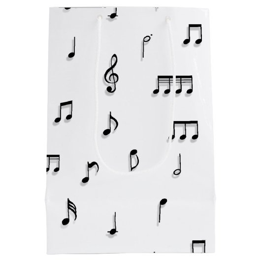 Symbool voor zwart-wit muzieknoten medium cadeauzakje (Achterkant)