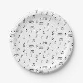 Symbool voor zwart-wit muzieknoten papieren bordje (Voorkant)