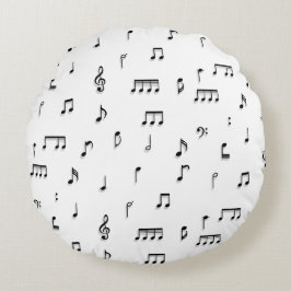 Symbool voor zwart-wit muzieknoten rond kussen