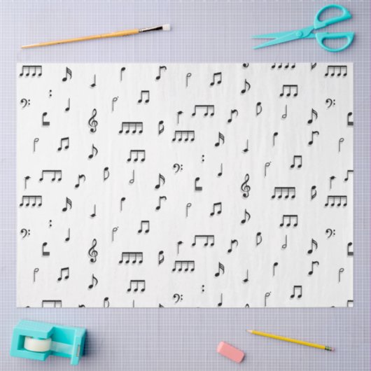 Symbool voor zwart-wit muzieknoten tissuepapier (Craft)