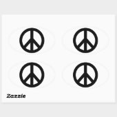 Symbool voor zwart wit vredessymbool ovale sticker (Vel)