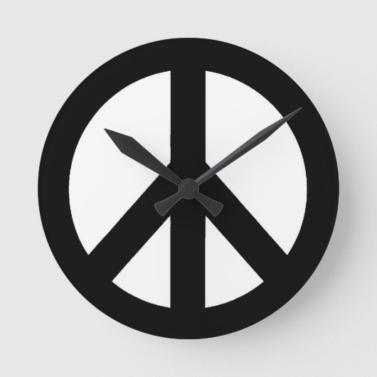 Symbool voor zwart wit vredessymbool ronde klok (Voorkant)