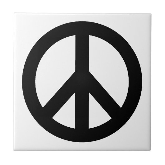 Symbool voor zwart wit vredessymbool tegeltje (Voorkant)