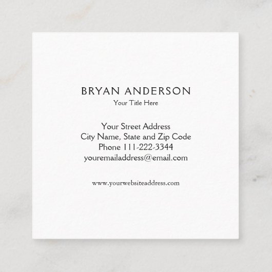 Symbool voor zwarte en witte kaduceus vierkante visitekaartje (Achterkant)