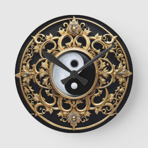 Symbool voor zwarte en witte Yin Yang Ronde Klok