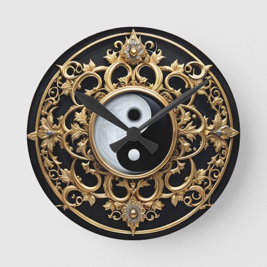 Symbool voor zwarte en witte Yin Yang Ronde Klok (Voorkant)