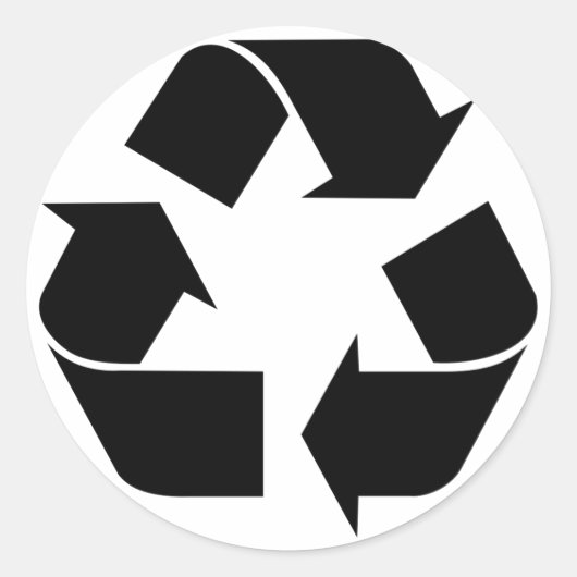 Symbool voor zwarte recycling ronde sticker (Voorkant)