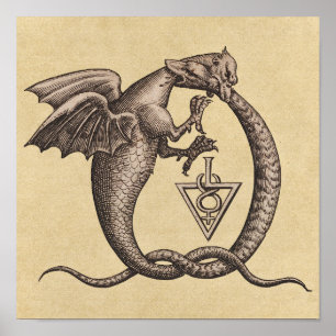 Symbool voor zwavel- en kwikalchemie poster