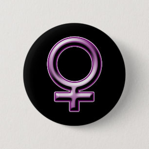 Symbool vrouw ronde button 5,7 cm