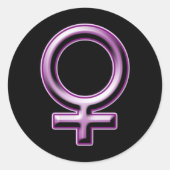 Symbool vrouw ronde sticker (Voorkant)