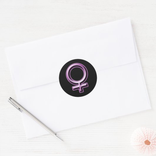 Symbool vrouw ronde sticker (Envelop)