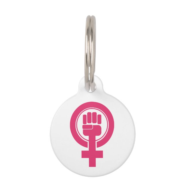 Symbool vrouwenvuist weerstaan huisdierpenning (Voorkant)