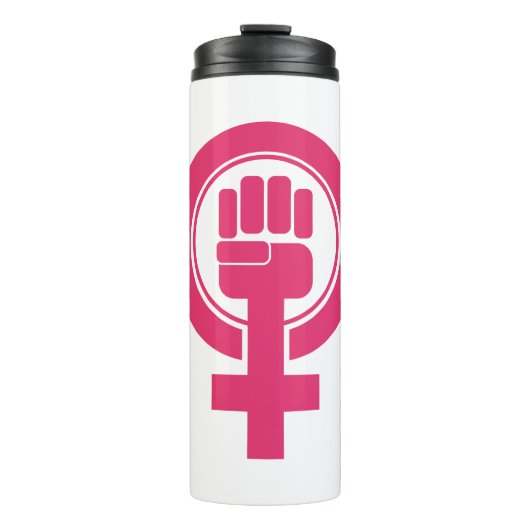 Symbool vrouwenvuist weerstaan thermosbeker (Voorkant)