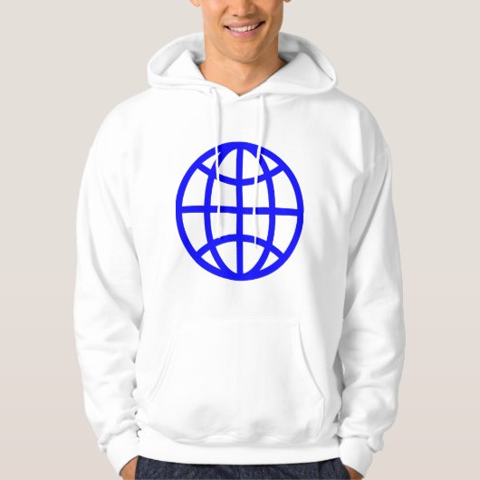 Symbool wereldbol - blauw hoodie (Voorkant)