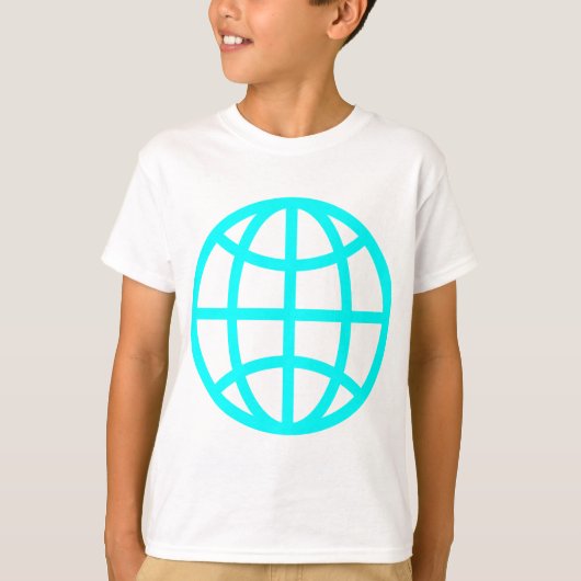 Symbool wereldbol - Cyaan T-shirt (Voorkant)