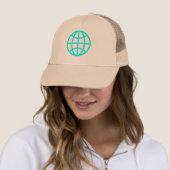 Symbool wereldbol - Cyaan Trucker Pet (In situ)