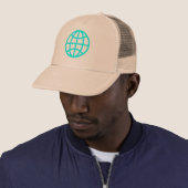 Symbool wereldbol - Cyaan Trucker Pet (In situ)