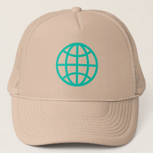Symbool wereldbol - Cyaan Trucker Pet