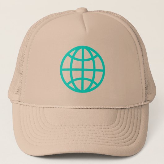 Symbool wereldbol - Cyaan Trucker Pet (Voorkant)