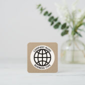 Symbool wereldbol - Kraft Vierkante Visitekaartje (Staand voorkant)