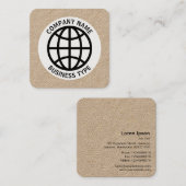 Symbool wereldbol - Kraft Vierkante Visitekaartje (Voorkant / Achterkant)