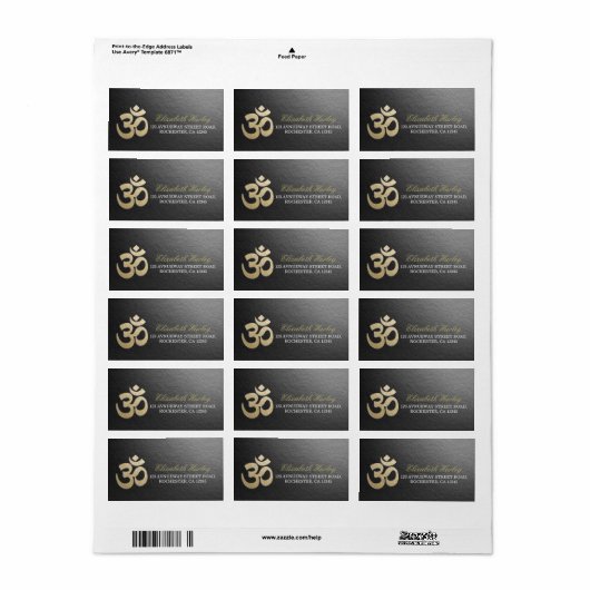 Symbool Yoga Mediation Instructor Black & Gold OM Etiket (Full Sheet)