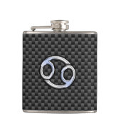 Symbool zwart symbool zwarte koolstofvezel afdrukk heupfles (Voorkant)