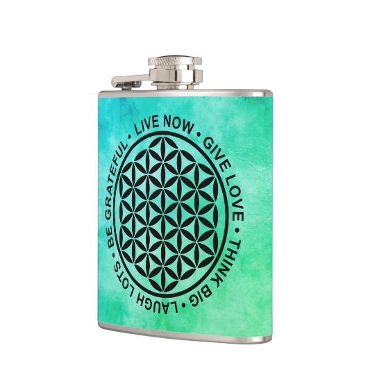 Symboolbloem - levensregels 1 heupfles (Links)