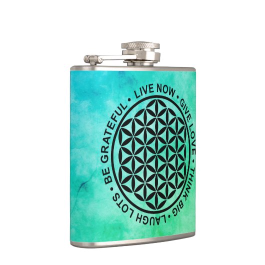 Symboolbloem - levensregels 1 heupfles (Rechts)