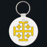 Symboolcode van het Koninkrijk Jerusalem Sleutelhanger<br><div class="desc">Kernring met traditionele vlag van het Middeleeuwse Koninkrijk Jeruzalem.</div>