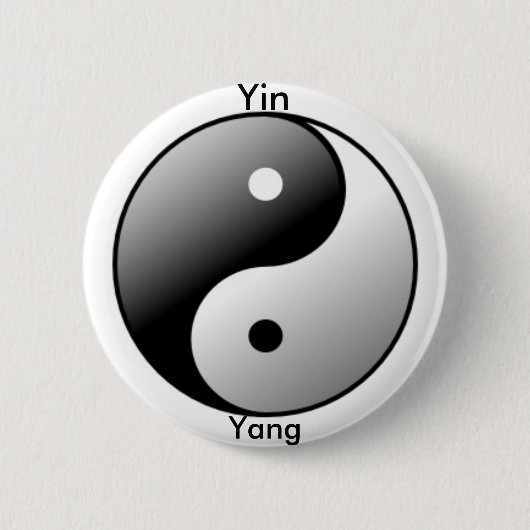 Symboolknop Yin Yang (zwart) Ronde Button 5,7 Cm (Voorkant)