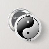 Symboolknop Yin Yang (zwart) Ronde Button 5,7 Cm (Voorkant /achterkant)