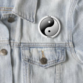 Symboolknop Yin Yang (zwart) Ronde Button 5,7 Cm (In situ)