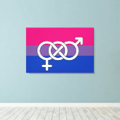 Symboolmarkering op basis van bisexual Pride Canvas Afdruk (Insitu (Houten vloer))
