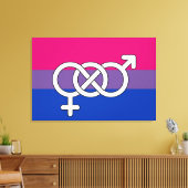 Symboolmarkering op basis van bisexual Pride Canvas Afdruk (Insitu (Woonkamer))