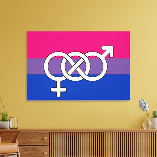 Symboolmarkering op basis van bisexual Pride Canvas Afdruk (Insitu (Woonkamer))