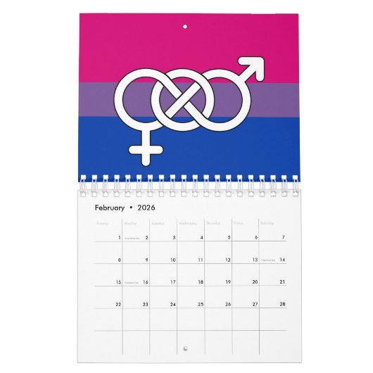Symboolmarkering op basis van bisexual Pride Kalender (Feb 2026)