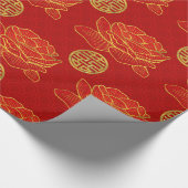 Symboolpatroon pony's en Gold Double Happiness Cadeaupapier (Hoek)