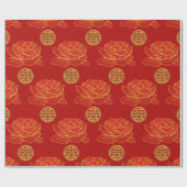 Symboolpatroon pony's en Gold Double Happiness Cadeaupapier (Vlak)