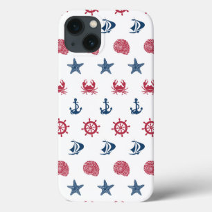 Symboolpatroon rood wit en blauw Zee iPhone 13 Hoesje