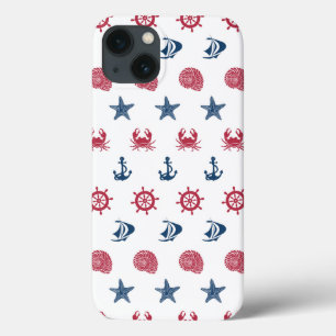 Symboolpatroon rood wit en blauw Zee iPhone 13 Hoesje