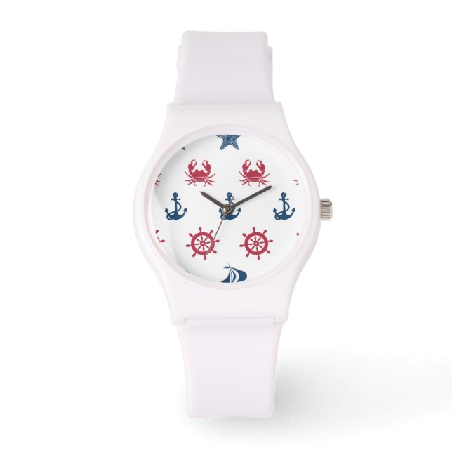 Symboolpatroon rood wit en blauw Zee Horloge (Voorkant)