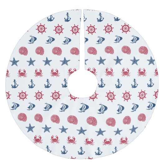 Symboolpatroon rood wit en blauw Zee Kerstboom Rok (Voorkant)