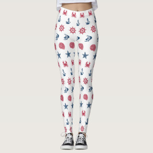 Symboolpatroon rood wit en blauw Zee Leggings