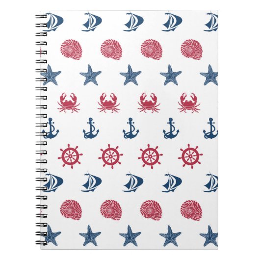 Symboolpatroon rood wit en blauw Zee Notitieboek (Voorkant)
