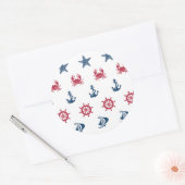 Symboolpatroon rood wit en blauw Zee Ronde Sticker (Envelop)