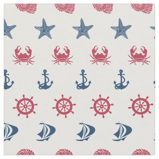 Symboolpatroon rood wit en blauw Zee Stof (Close Up)